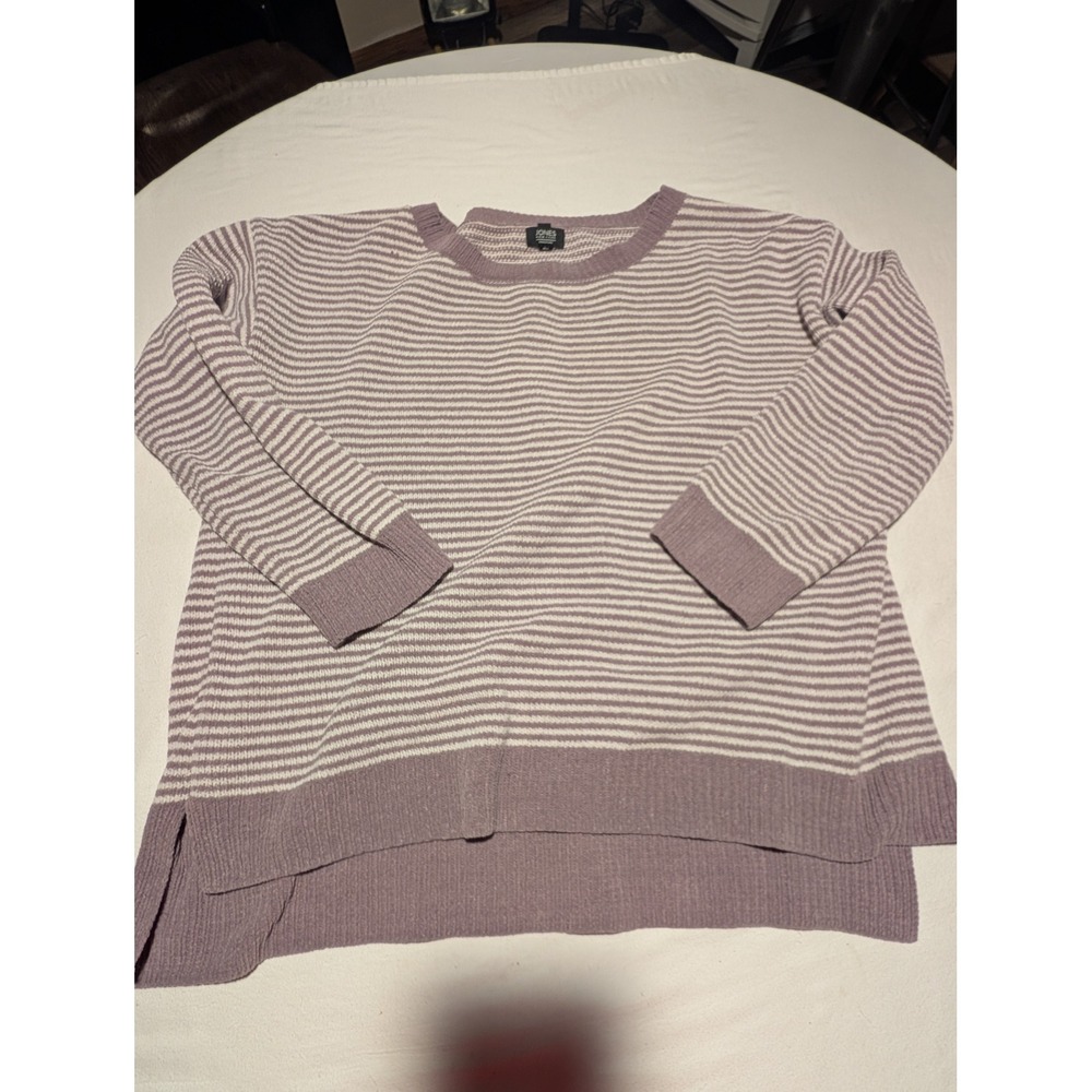 Jones New York Signature Mauve Striped Chenille Sweater Womens XL Crew Neck - Picture 1 of 5